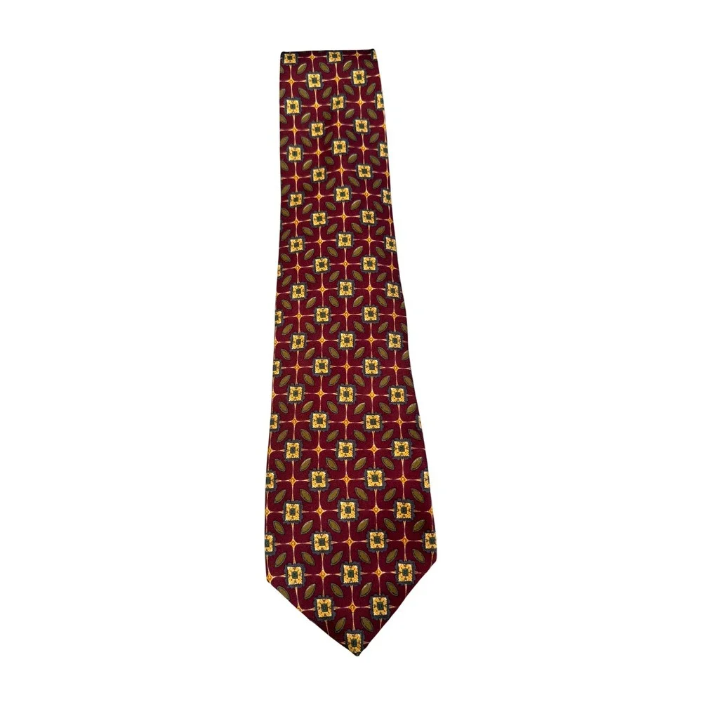 Lord & Taylor Kensington Collection 100% Italian Silk Tie Geometric Pattern